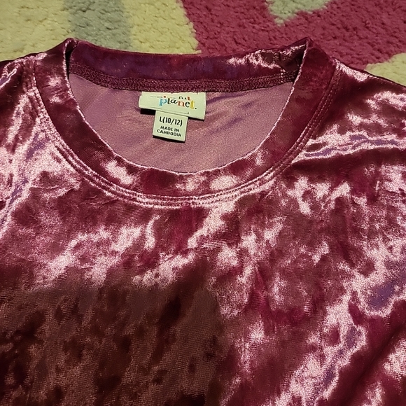 NWT Girls L(10/12) Colorful Planet Pink Velour Outfit Top & Jogger Pants - Picture 4 of 9